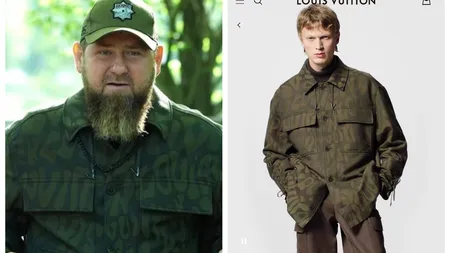 Ramzan Kadîrov, îmbrăcat cu o jachetă Loius Vuitton de 2.400 euro, la o întâlnire cu generalii săi într-o grădină