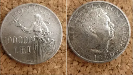 Cât valorează acum o monedă de 100.000 de lei din 1946 cu Regele Mihai. La ce preț se vinde pe OLX