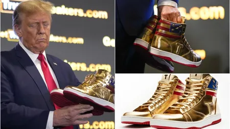 Donald Trump și-a lansat propria linie de încălțăminte sport! Cât costă adidașii aurii