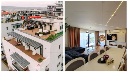 Cum arată un penthouse de un milion de euro din Cluj-Napoca. Are 200 de metri pătraţi, şapte camere şi lift privat FOTO