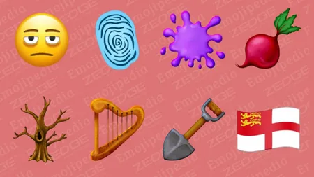 Opt emoji-uri urmează să apară în 2024-2025. Cel mai popular este fața epuizată cu cearcăne sub ochi