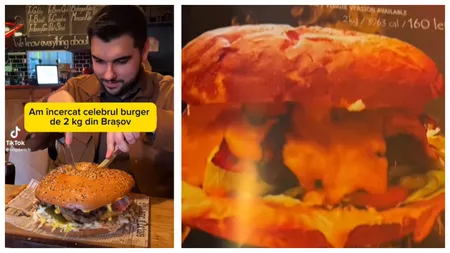 Tânărul care a încercat că mănânce un burger de două kilograme la Brașov. Câți bani a plătit