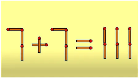 Test IQ pentru genii. Mută un singur băț de chibrit pentru a corecta ecuația 7+ 7 = 111