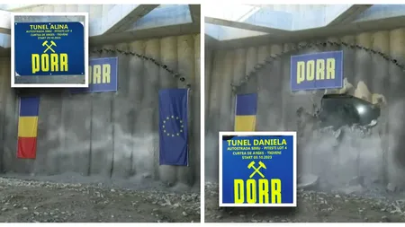 „Daniela”, una din cele două galerii ale tunelului de pe autostrada A1 Sibiu - Pitești, a fost străpunsă