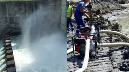 Barajul provizoriu de la Praid, depășit de viitură. Apa s-a scurs necontrolat peste sistemul de deviere