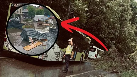 VIDEO Furtună devastatoare la Sinaia. Acoperișuri smulse, copaci căzuți și DN1 blocat de vijelie