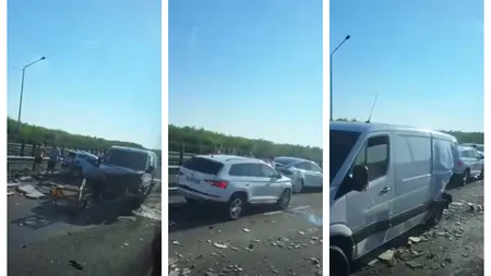 Accident cu șapte mașini pe Autostrada Soarelui. Două persoane au fost rănite
