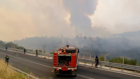 Pompierii români intervin lângă Atena pentru stingerea unui incendiu de vegetație