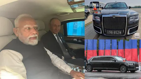 Cum arată interiorul limuzinei Aurus a lui Putin. Premierul Indiei a publicat fotografii, după ce președintele rus l-a plimbat cu mașina în China
