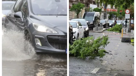 Ciclonul Barbara a făcut prăpăd în toată țara, inclusiv în București: roci căzute de pe versant pe o mașină, iar un copac a căzut peste un autoturism aflat în mișcare