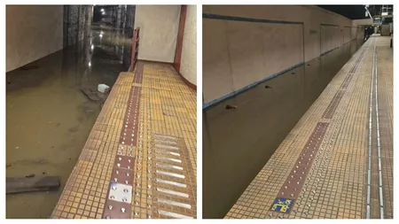 Stația de metrou Piața Victoriei 2, închisă temporar după infiltrații cauzate de precipitațiile abundente. Circulația pe Magistrala 1, reorganizată