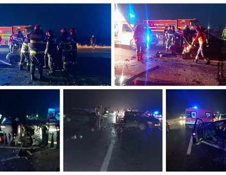 Accident mortal cu două maşini şi un TIR pe DN 2 în Vrancea. O femeie a murit, patru victime au ajuns la spital
