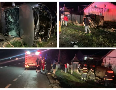 Accident teribil pe DN 2 E 85. Mașina rula cu 160 km/h. Doi tineri de 16 și 17 ani au ajuns la spital