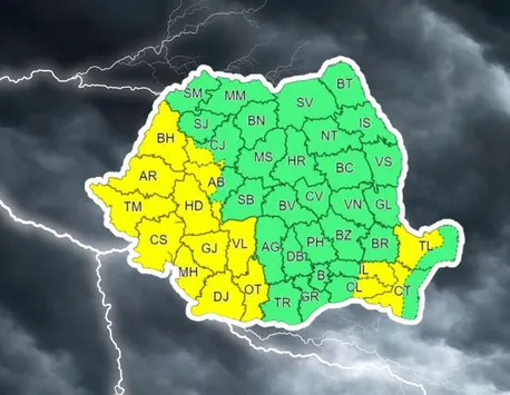 Cod galben de furtuni în jumătate de țară. ANM a actualizat prognoza meteo