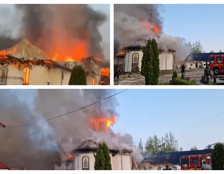 Incendiu violent la una dintre cele mai vechi mânăstiri din ţară FOTO