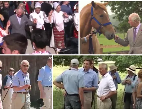 Regele Charles, primit cu flori şi daruri de localnicii din Valea Zălanului. Monarhul britanic s-a îmbrăţişat cu localnicii, s-a plimbat în natură şi a luat parte la o petrecere câmpenească