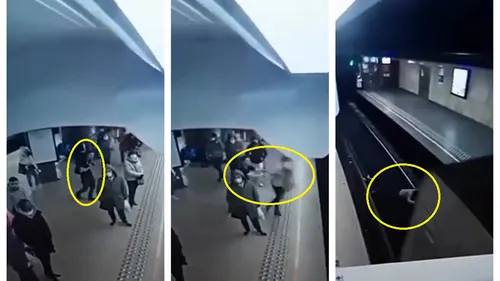 Femeie împinsă în faţa metroului, la Bruxelles. Tragedia, evitată în ultimul moment. VIDEO