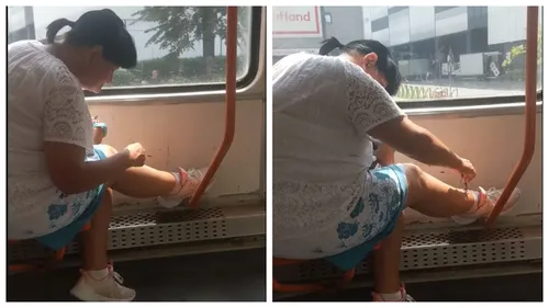 Scene demne de cascadorii râsului într-un tramvai din București! Ce a putut să facă o femeie în văzul tuturor, călătorii au crezut că e o glumă – VIDEO