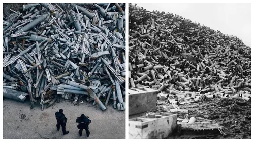 Imagini înfiorătoare desprinse parcă din Primul Război Mondial. Așa arată cimitirul rachetelor rusești din Harkov