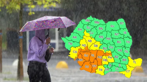 ANM a emis o avertizare meteo. Cod portocaliu de averse torențiale în aproape toată țara, la sfârșit de săptămână