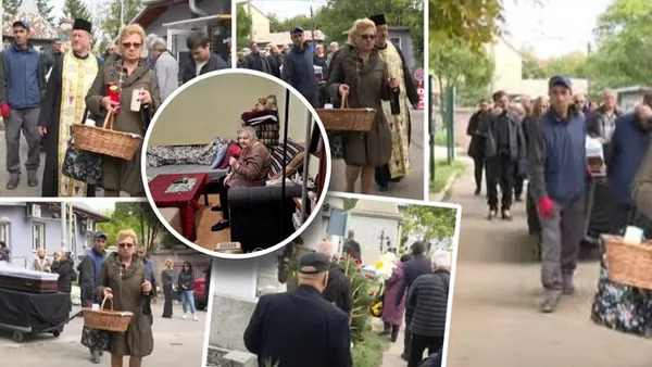 EXCLUSIV Imagini sfâșietoare de la înmormântarea Marinelei Chelaru. Sicriul actriței, pus pe căruciorul „săracilor” și dus la groapă