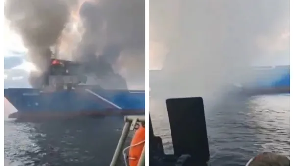 Nicuşor Dan afirmă că nava care a luat foc în zona economică exclusivă a României din Marea Neagră a fost bombardată: Nava a fost lovită şi pare că s-a scufundat