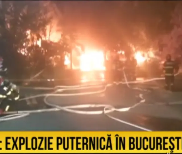 Explozie puternică în București. Service auto incendiat