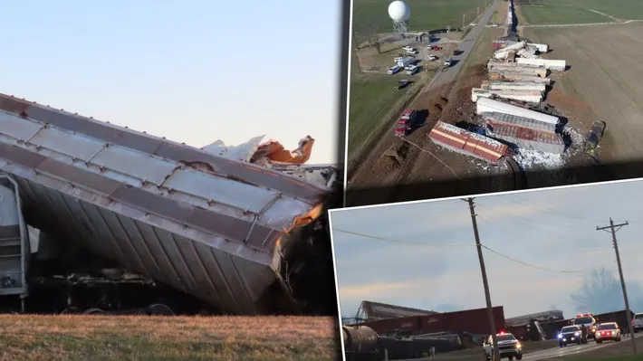 Tren de marfă deraiat în Kentucky. Autoritățile, în alertă din cauza unei scurgeri de sulf