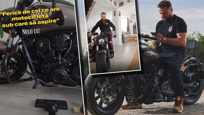 Comediantul Nelu Cortea își ține motocicleta în casă: „Ferice de cel ce are motocicletă sub care să aspire”. VIDEO
