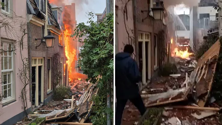 VIDEO Explozie puternică urmată de incendiu în centrul orașului: „Pământul s-a cutremurat”. Autoritățile caută supraviețuitori sub  dărâmături