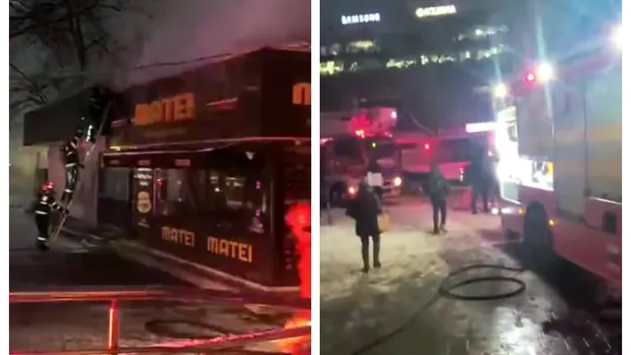 Incendiu în apropiere de stația de metrou Pipera. A ars o cunoscută patiserie din București