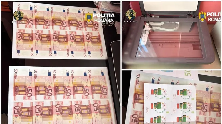 DIICOT a descoperit o rețea de falsificatori de bani în România. Transport de 1,2 milioane de euro falși, oprit de polițiștii români și bulgari