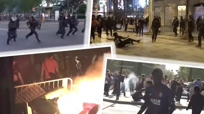 VIDEO Parisul în flăcări! Peste 400 de oameni au fost arestați, după violențe în urma victoriei lui PSG în finala Champions League
