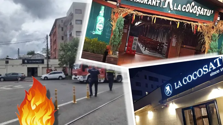 Incendiu de proporții la celebrul restaurant La Cocoșatu. Risc de propagare la clădirea învecinată