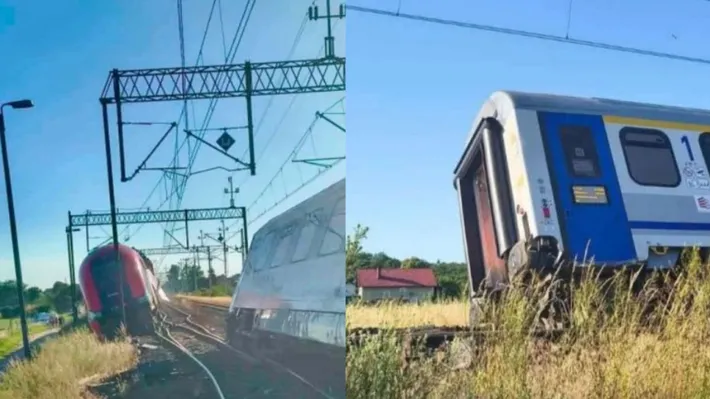 Două trenuri de călători s-au ciocnit în Polonia. Ambele au deraiat după coliziune