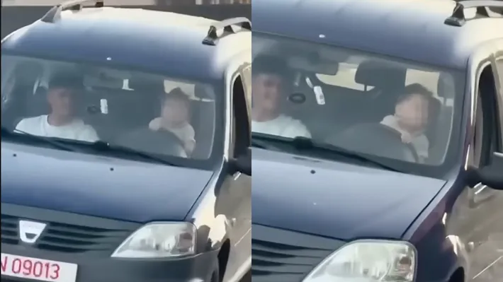 Bebeluș de 11 luni, surprins la volanul unei mașini pe un drum public din Vrancea. A fost filmat de mama sa, în vârstă de 17 ani VIDEO