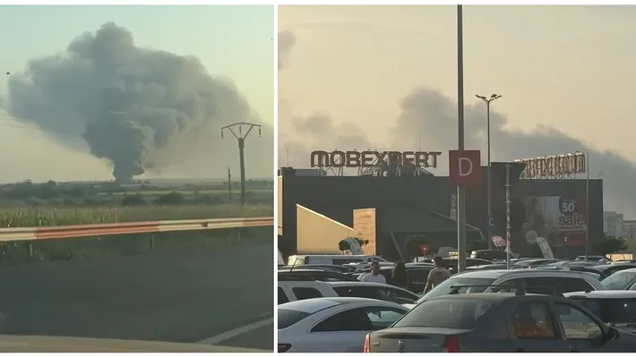 Incendiu uriaș lângă Năvodari, sunt degajări mari de fum. S-a emis RO-ALERT VIDEO