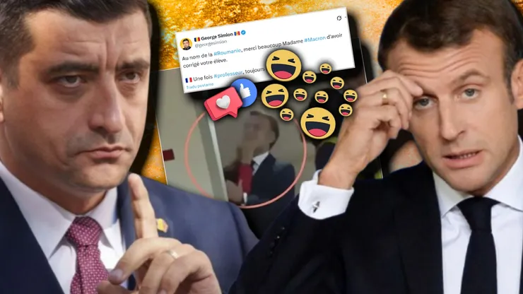 George Simion îl ironizează pe Emmanuel Macron după palma primită de la Brigitte: „V-ați disciplinat elevul”