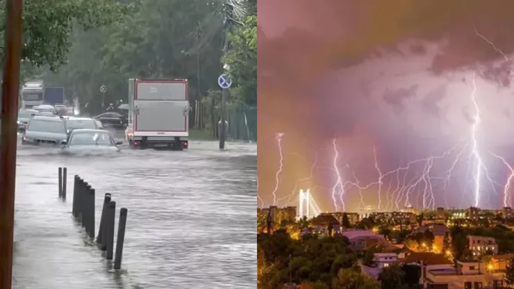 Mașini înghițite de apă în București. Vremea ploioasă a făcut prăpăd în Capitală VIDEO