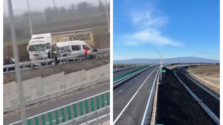 Accident în lanț pe autostrada A7, la scurt timp după inaugurare. Patru persoane au ajuns la spital