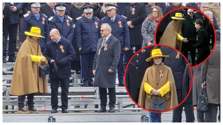Cine e femeia cu ținută excentrică din tribuna oficială devenită virală după parada militară de la Arcul de Triumf