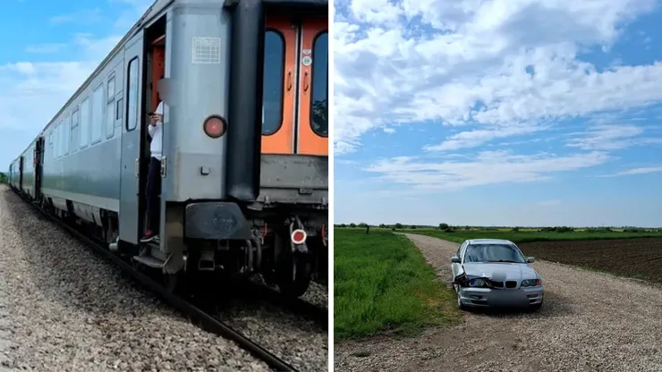 Accident feroviar în Leordeni: Autoturism acroșat de un tren cu 50 de pasageri la bord