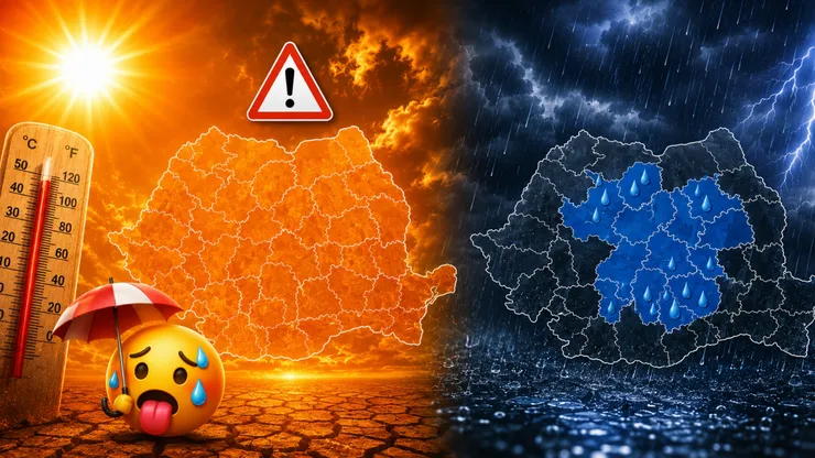 ANM: Temperaturile se schimbă în weekend! Cod portocaliu de caniculă în mai multe zone din țară și cod galben de averse în Transilvania și Moldova