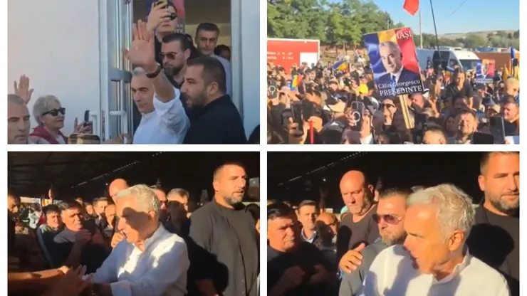 Călin Georgescu, baie de mulțime într-o piață din Vaslui. Cum își face liderul suveraniștilor din nou campanie cu un leu