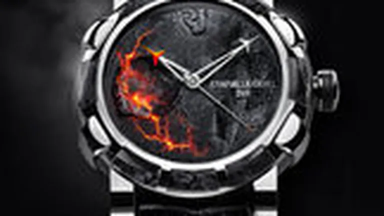 Vezi cum arata ceasul elvetian facut din cenusa si roca vulcanului islandez