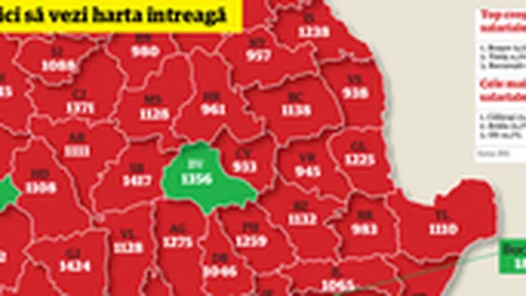 Harta salariilor din Romania.Judetele in care se castiga mai bine decat in 2009