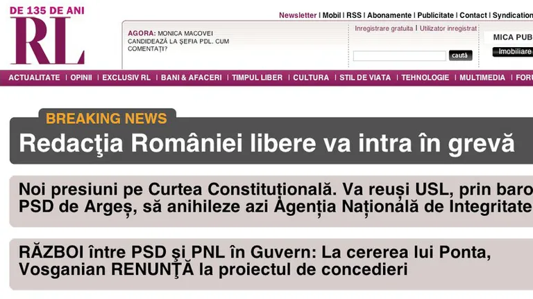 Redactia Romania Libera intra in greva