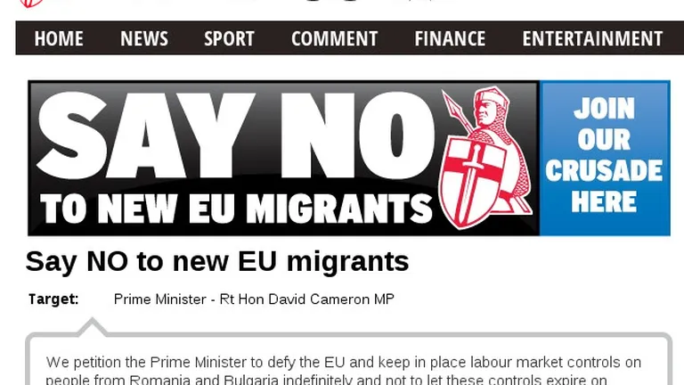 Petitie anti-romani: Daily Express solicita restrictii pentru imigranti