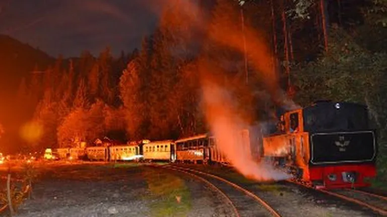 Incident pe ultima cale ferata forestiera activa din Carpati: A deraiat Mocanita (Foto)