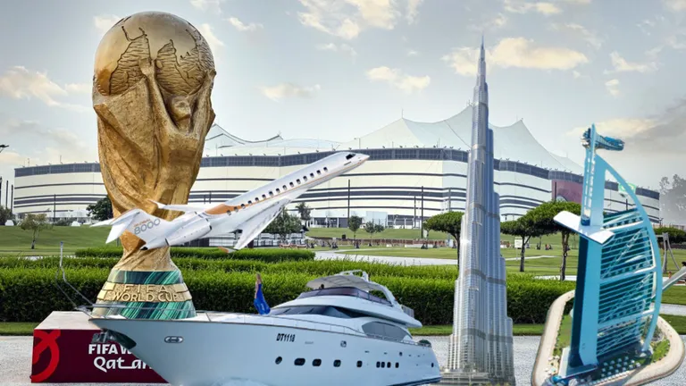 Cine se îmbogățește în urma Campionatului Mondial 2022 din Qatar? Avioane private, yachturi de ultra lux și cazări de căteva zeci de mii de euro pe noapte!